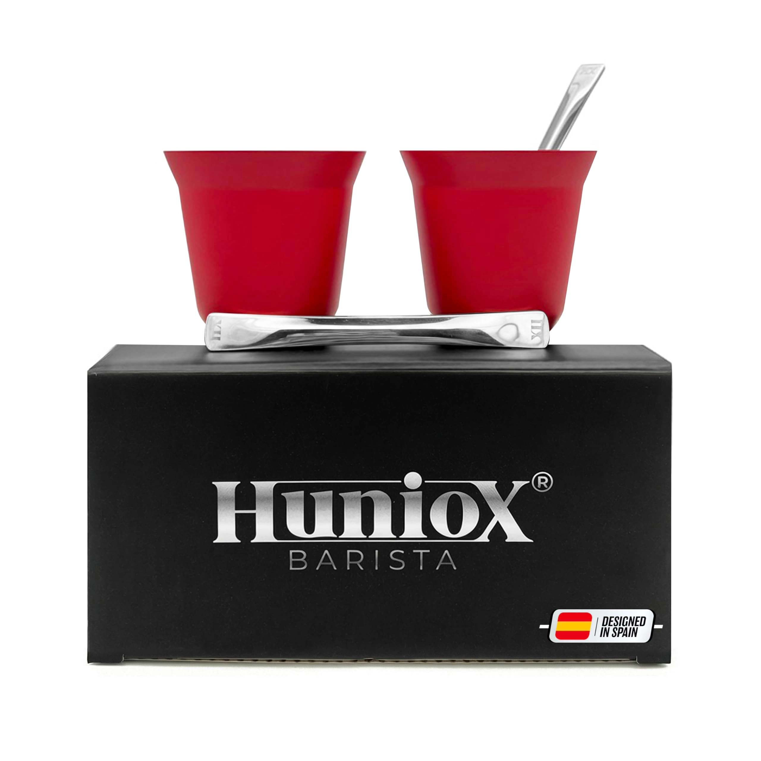 huniox Espresso Cup - 2 pcs Double walled stainless steel 80 ml