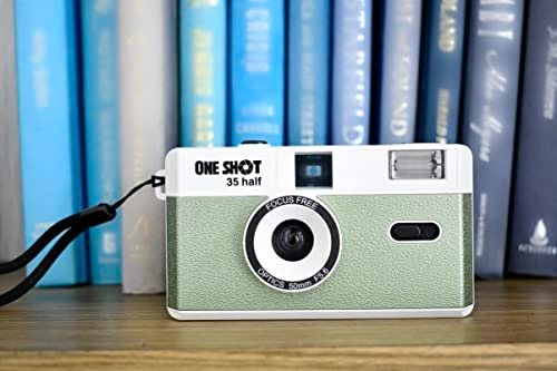 Half-Frame Reusable 35mm Film Camera - Built In Flash 50mm lens