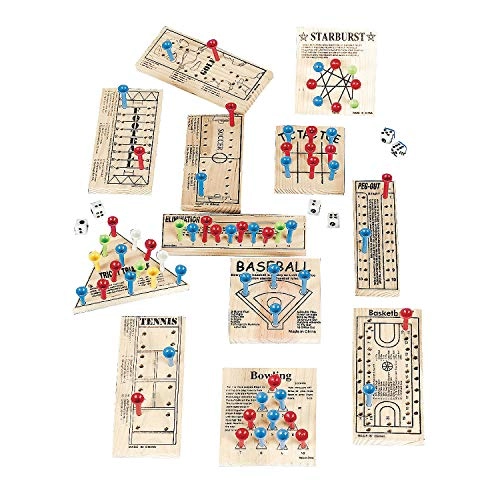 Fun Express Peg Board Game - Mini + Checkers + Tic Tac Toe