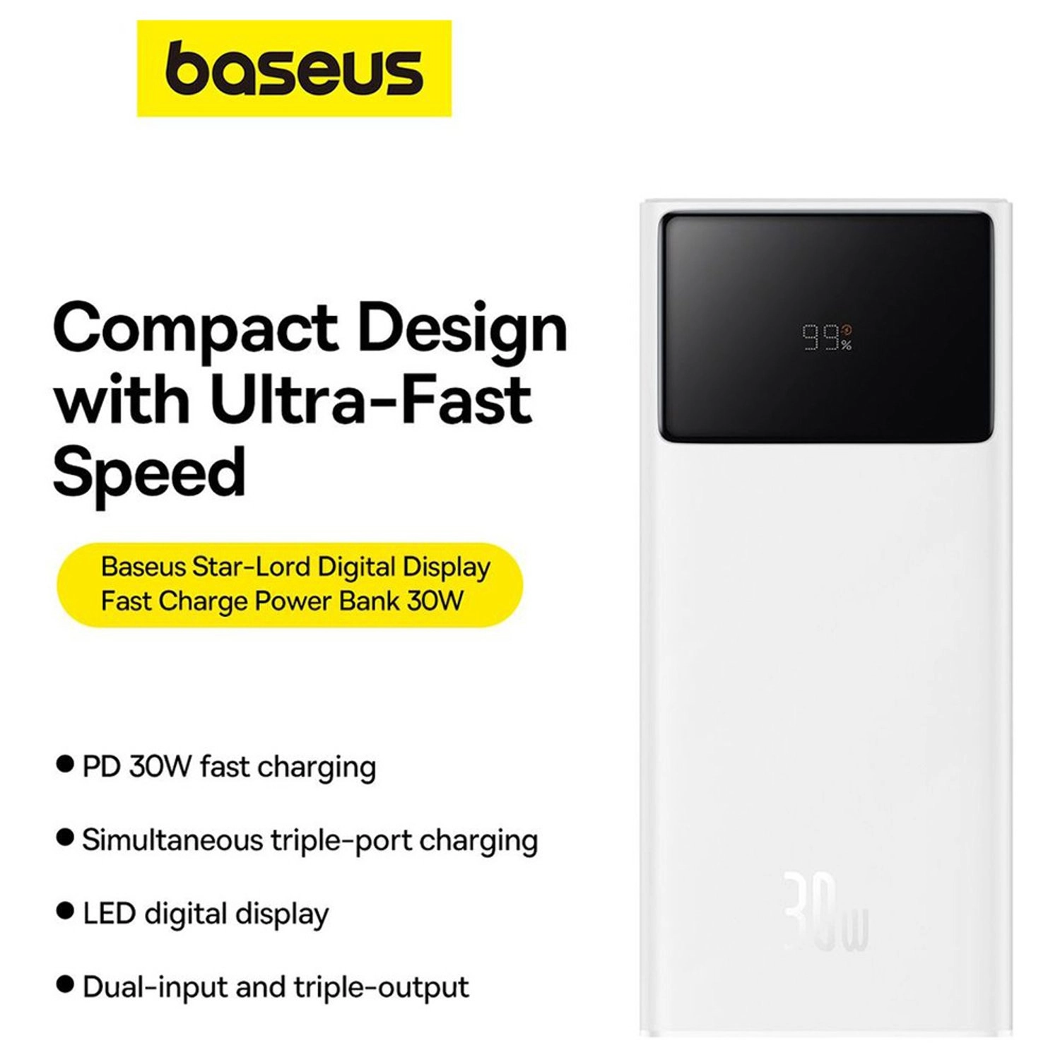 PPXJ30/PPXJ080101 - 30000mAh 22.5W 2xusb-a 1xusb-c