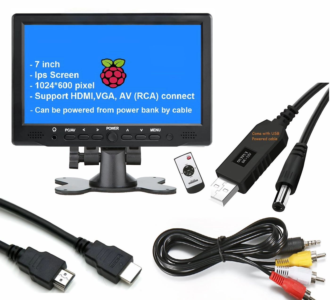 LONCEVON HDMI VGA AV RCA Monitor - 1080P 7 inch