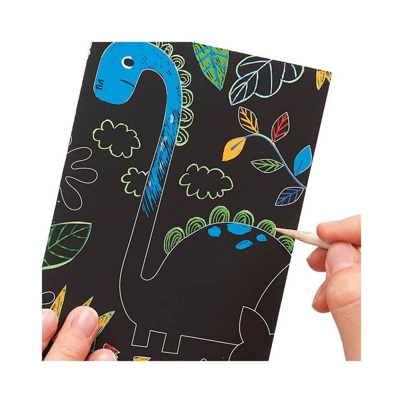 Mini Scratch & Scribble Art Kit - 4 illustrated scratch cards (4 x 6 inches) 2 rainbow DIY blank scratch cards (4 x 6 inches) 1 wooden stylus