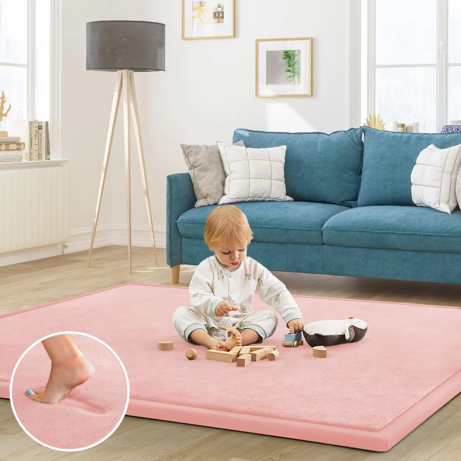 Baby Play Mat - 79"x158" 1.3" Thick Cream