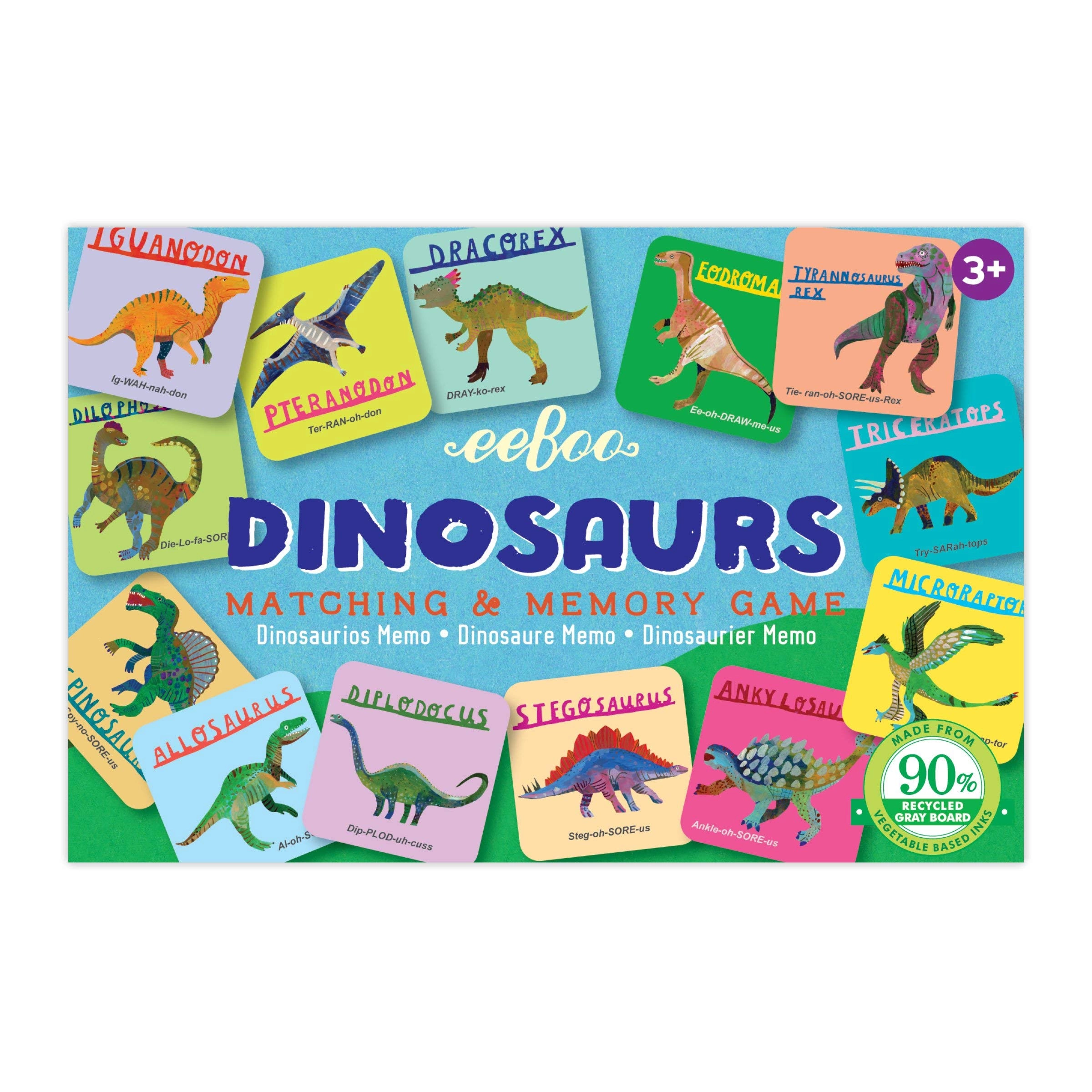 eeBoo Dinosaurs Little Memory and Matching Game - 3 and up 18 pairs