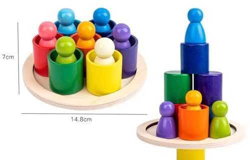 Rainbow Wooden Cup Set - over 3 years old 12 pieces