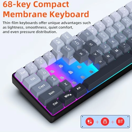 68 Key RGB Mechanical Gaming Keyboard - Wired/Wireless