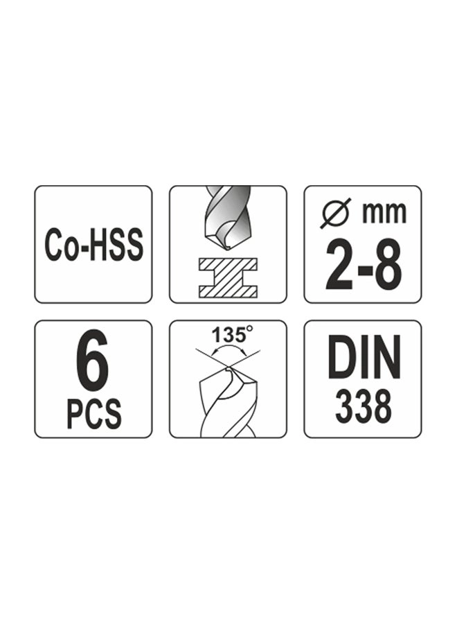 Co-HSS Twist Drill Bit - cobalt 6 2, 3, 4, 5, 6, 8 ml