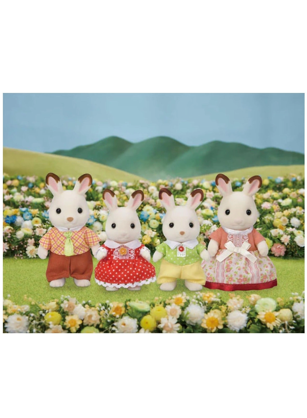 Chocolate Rabbit Family - Four piece posable