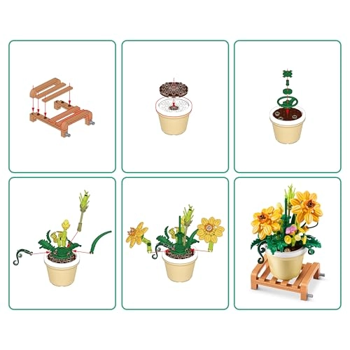 Garden Pot Plants Building Bricks Collection - Cosmos Sulphureus 233 pcs
