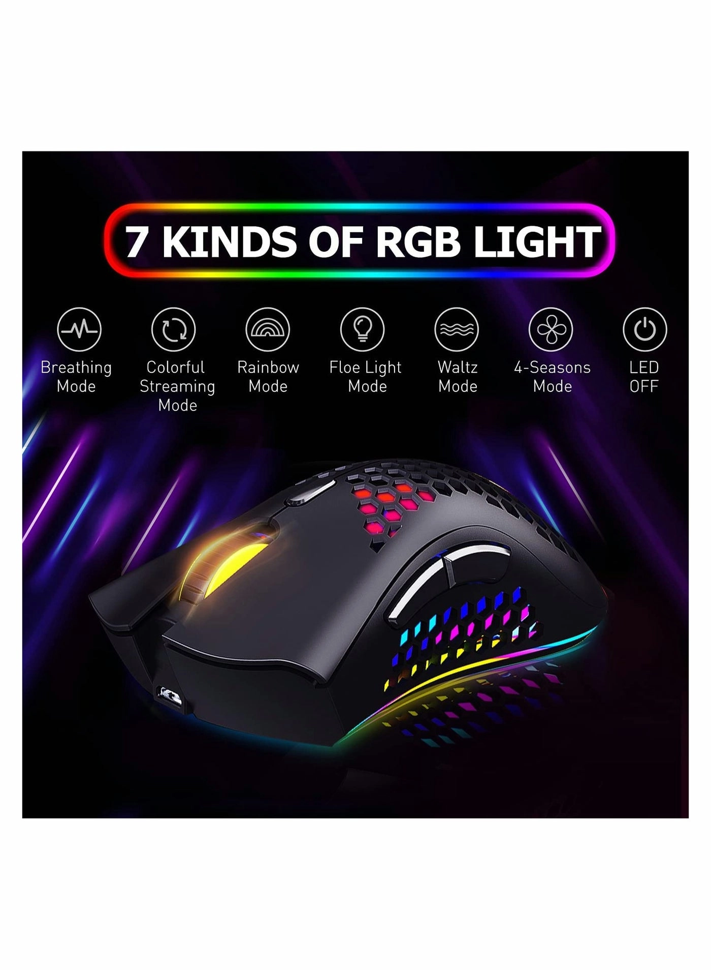Ergonomic RGB Wireless Gaming Mouse - Wireless