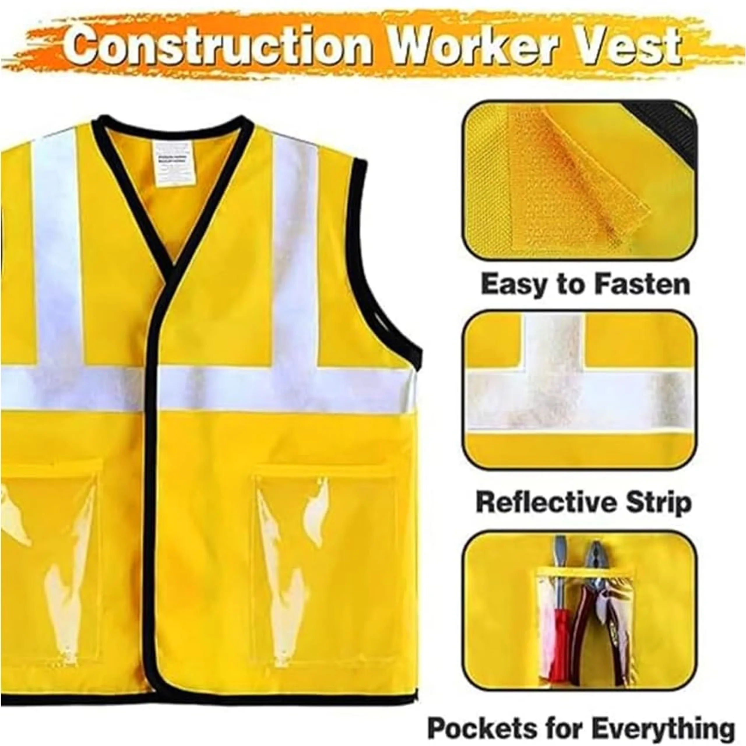 Construction Worker Costume For Kids - 7 pcs (40487959-BGCNSTRWRKSET)