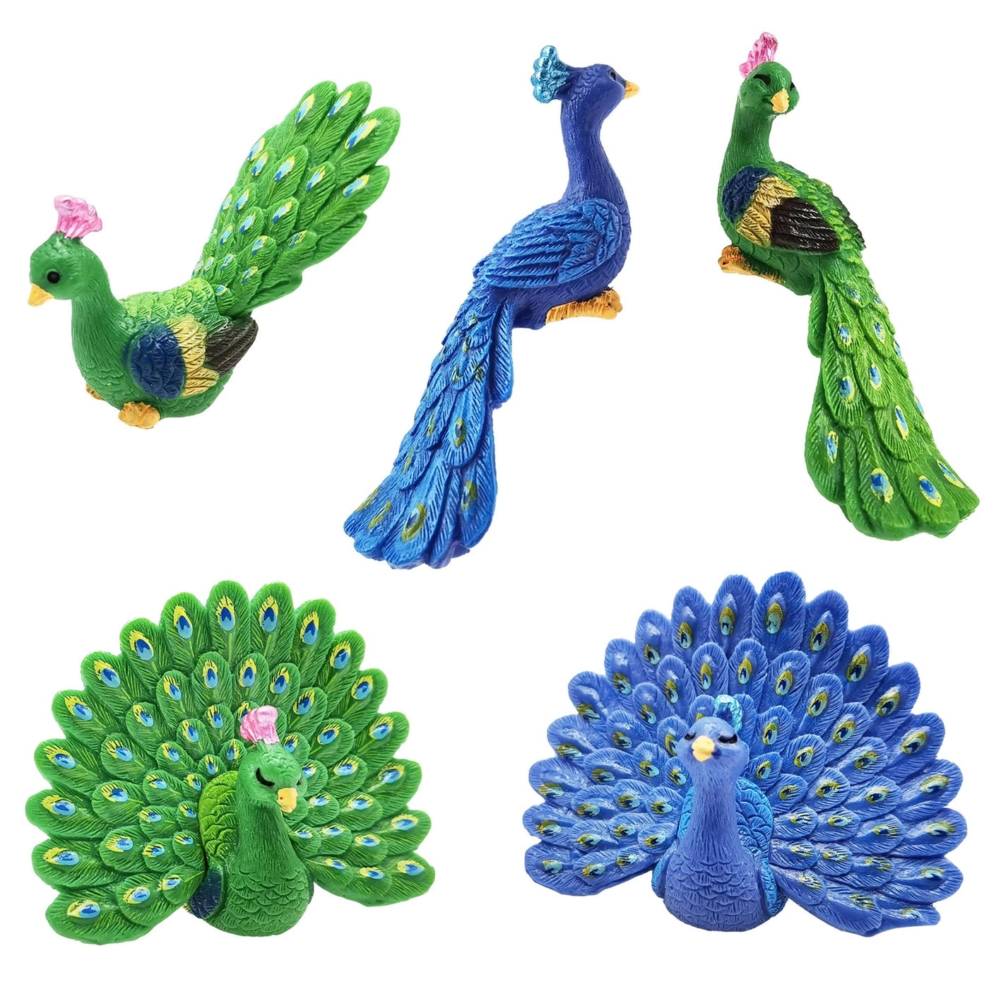 MAOMIA Miniature Peacocks Figurine - plastic PVC
