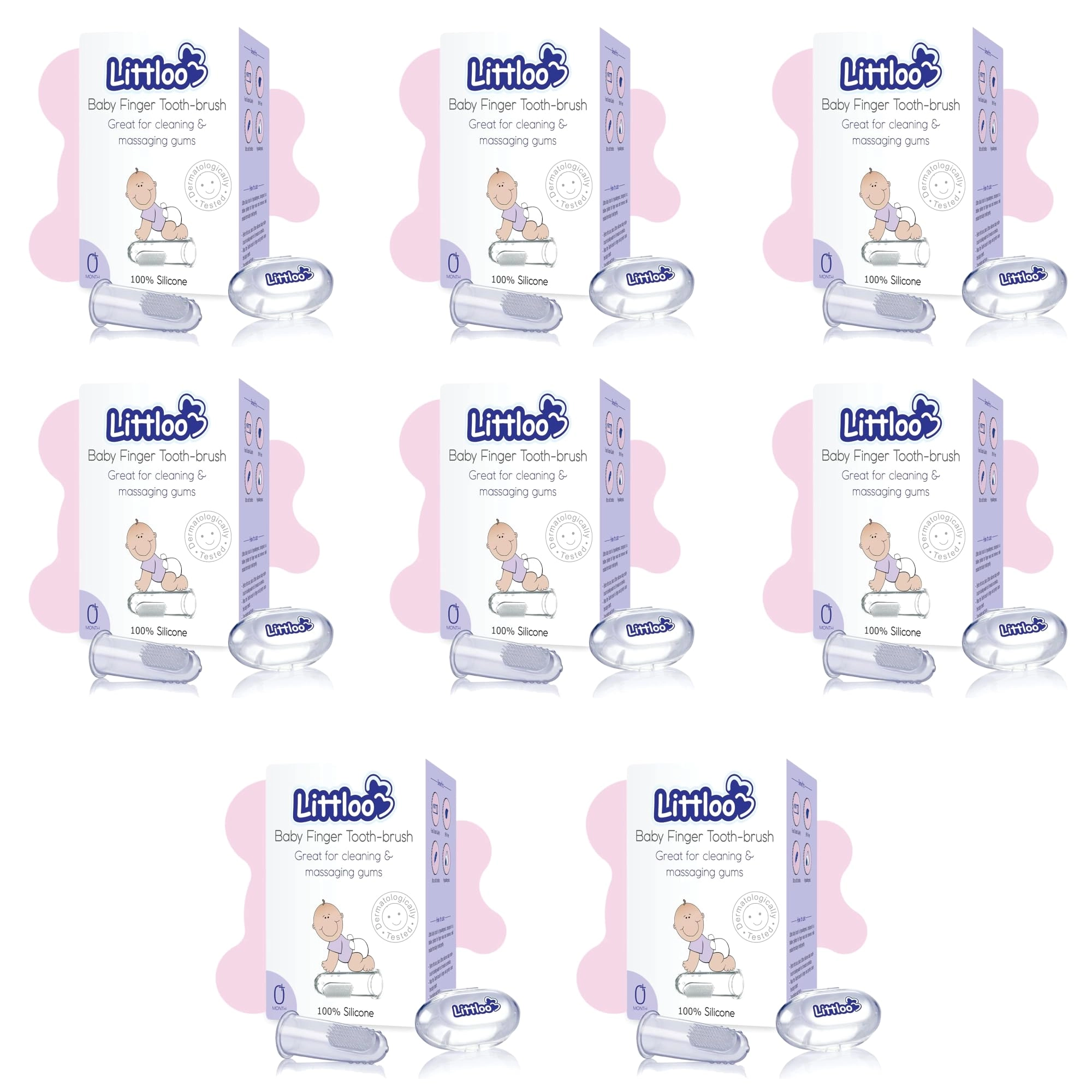 littloo Finger Toothbrush - Silicone 8 Count