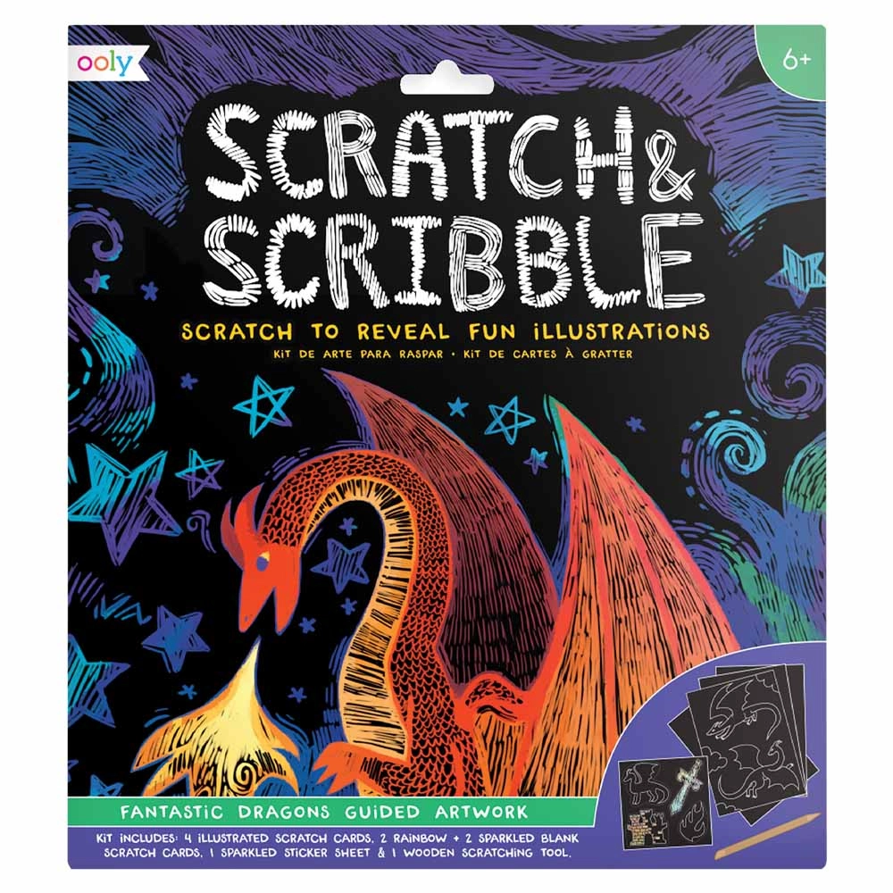 OOLY Scratch & Scribble Art Kit Fantastic Dragons - 6+ years