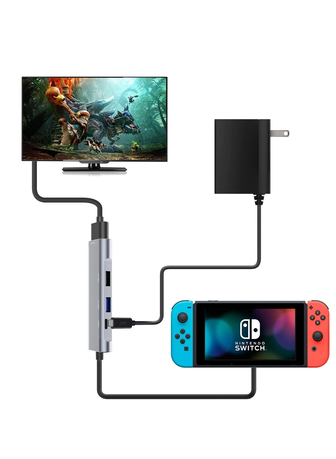 USB C-Type to HDMI Digital AV Multi-Port 4-in-1 Hub - 4K HDMI PD USB3.1