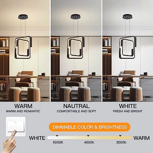 2 Square Chandelier - 3000K-6000K Dimmable