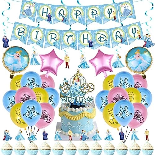 UINKI Cinderella Birthday Party Supplies Bundle