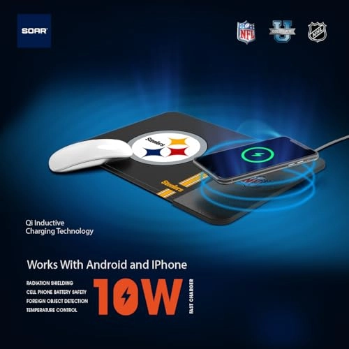 NFL Wireless Charging Mouse Pad - 22.86x9.91 cm