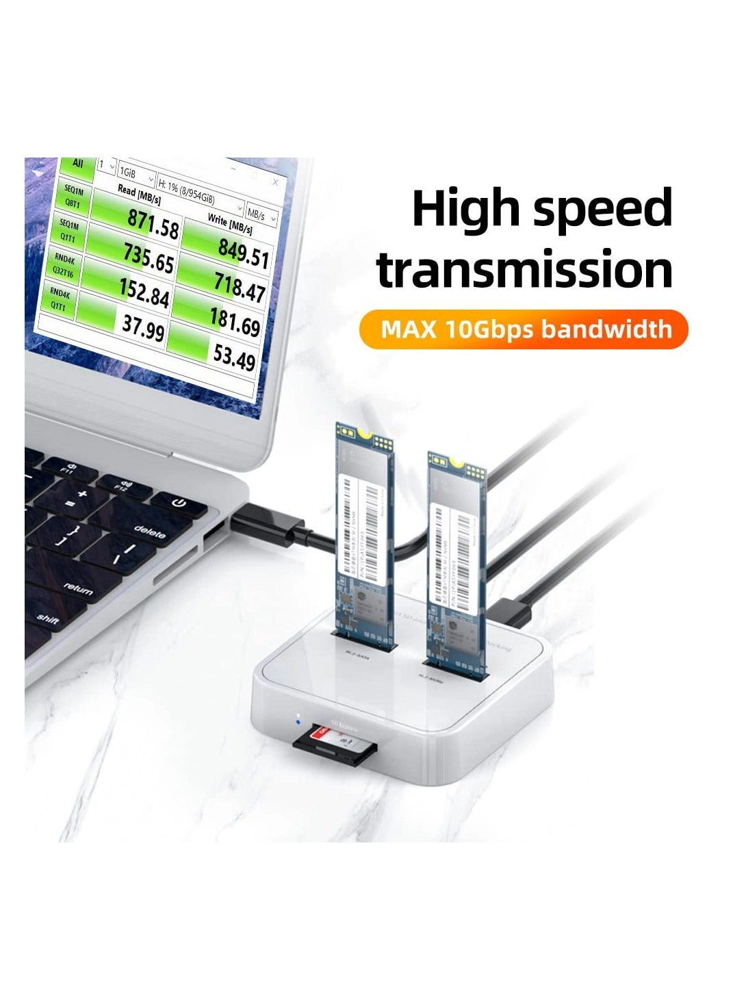 M.2 NVME SSD Docking Station - Cooling Fan 2.5" & 3.5" SATA Support