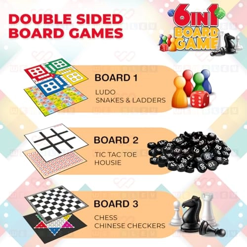 6 in 1 Classic - Ludo Snake & Ladder Chess