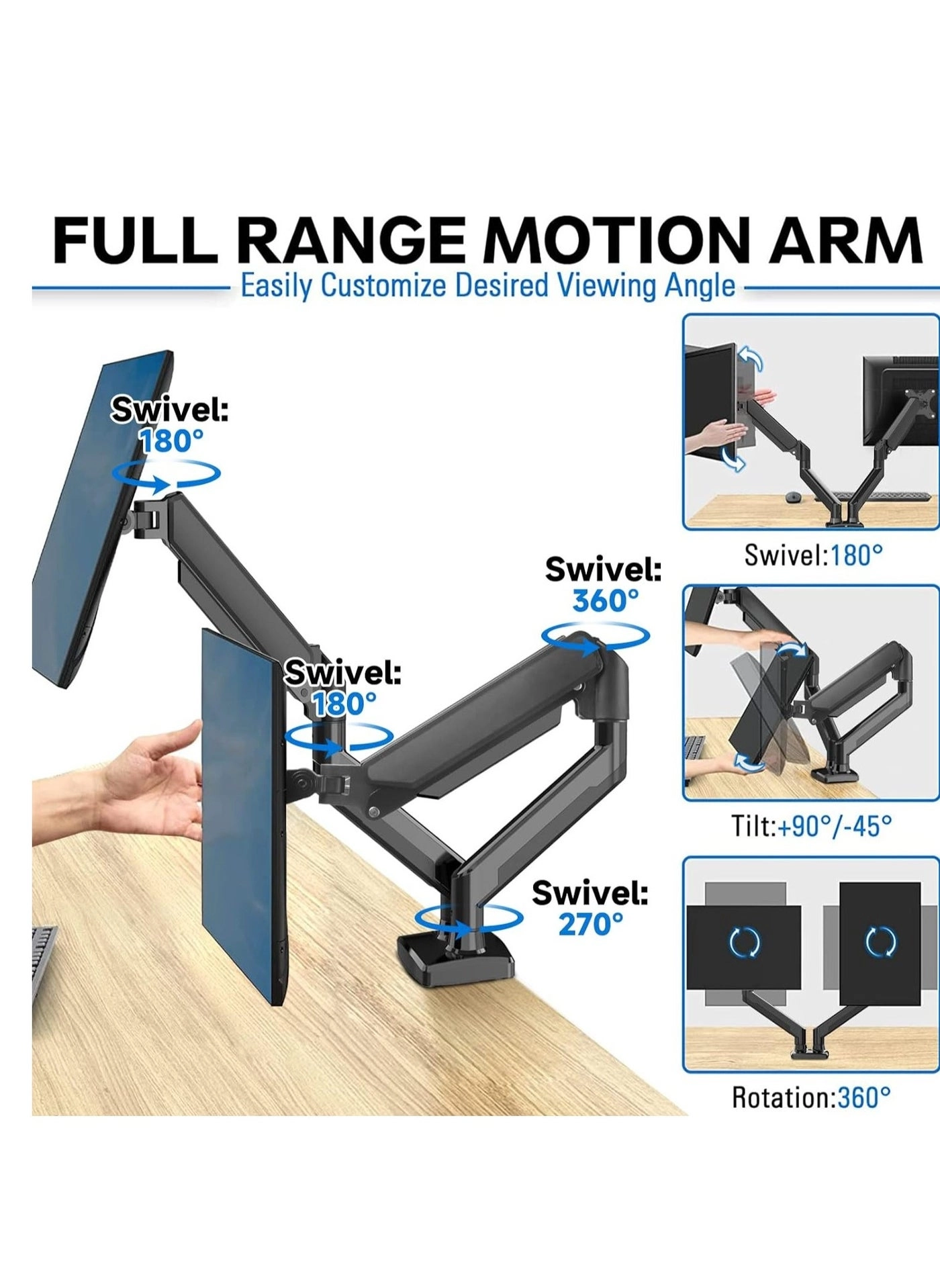 Dual Monitor Stand - 32 Inches 75x75/100x100mm