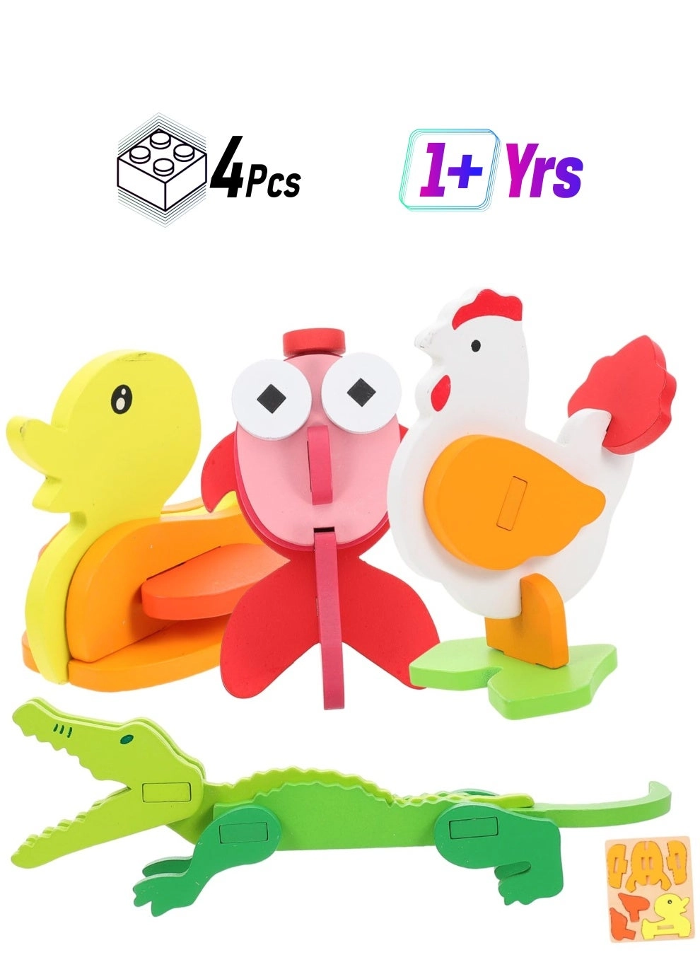 SYOSI Wooden Puzzles Science - 1 years+ 4 pieces