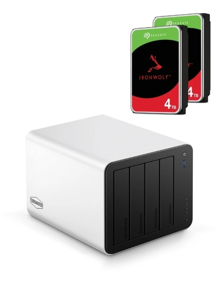 TerraMaster F4-425 Plus + IronWolf 4-Bay 8TB - 2 × 4TB Seagate IronWolf Hard Drives (Pre-installed / Included in bundle)