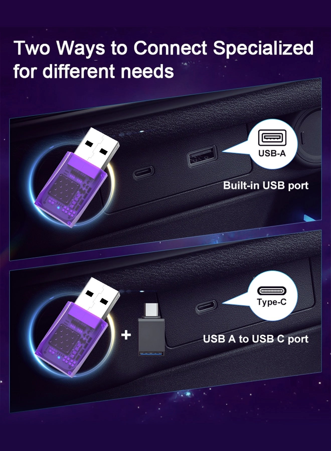 Wireless CarPlay & Android Auto Adapter - 2-in-1 Plug & Play Dual-Band