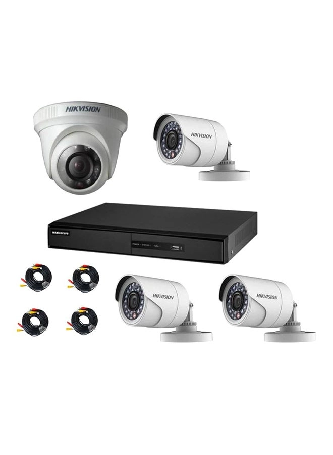 Turbo HD-DVR - 4 Channel + Turbo Full HD Camera - 2 MP Indoor Night Vision + Cable Roll - 20 Meters + Power Supply - 4 Channel
