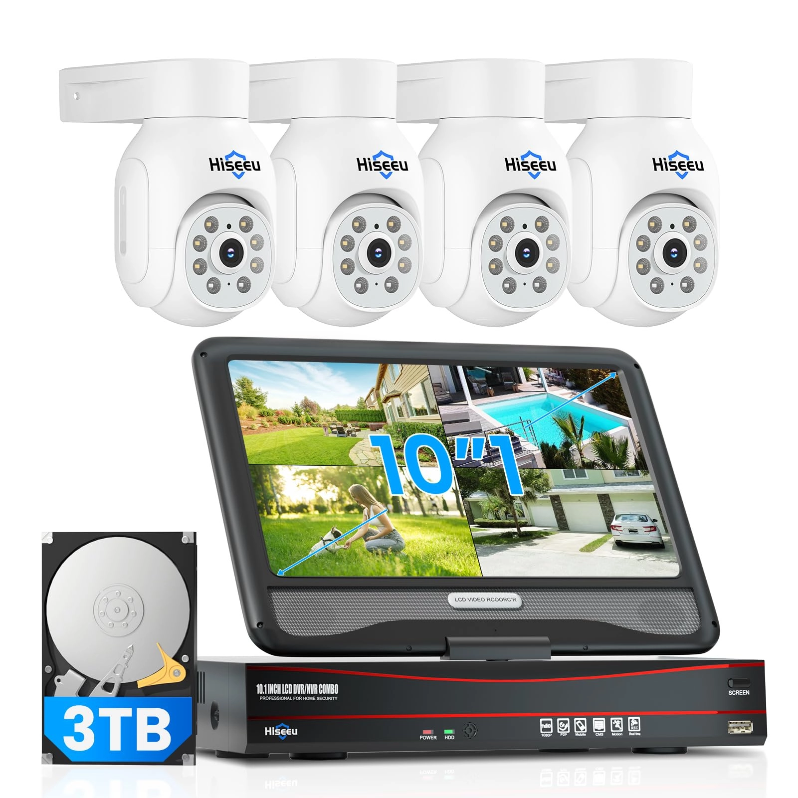 Hiseeu NVR POE CCTV Security Camera System - 8CH