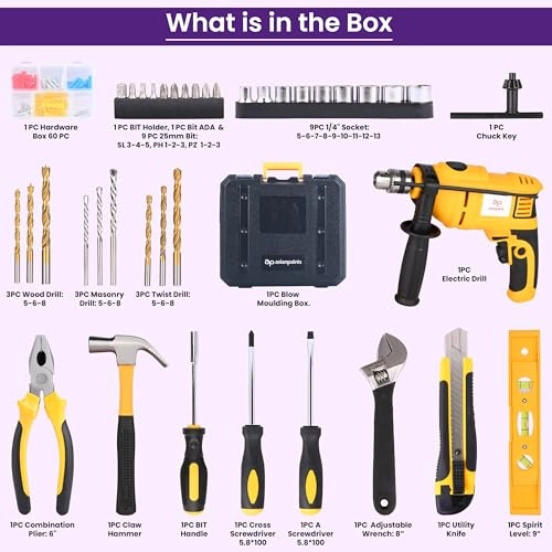 Impact Drill - Corded Electric 550 watts 2900 RPM 10mm Chuck Kit