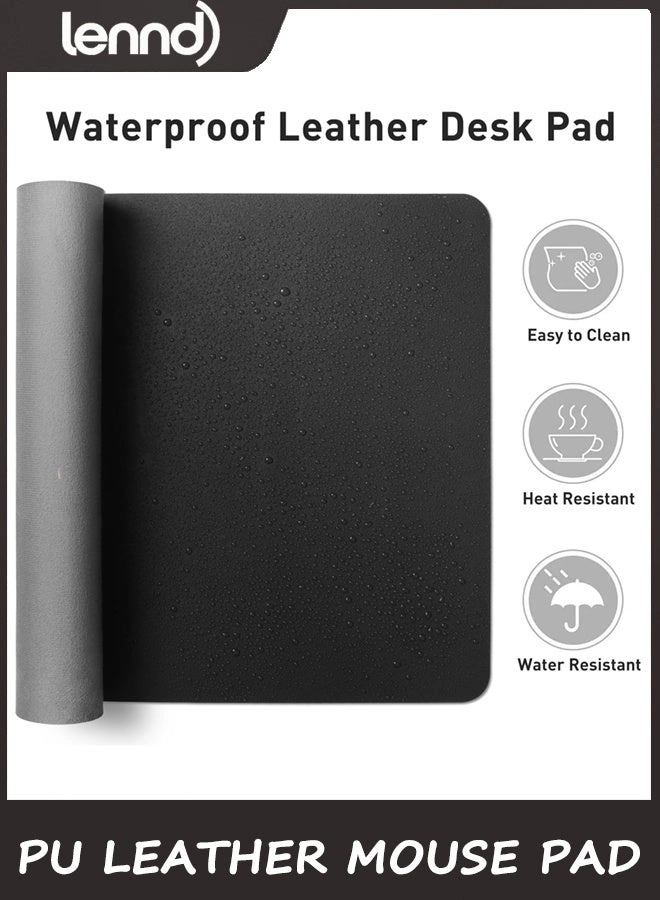 Non-Slip Large PU Leather Office Mouse Pad - 80x40 cm