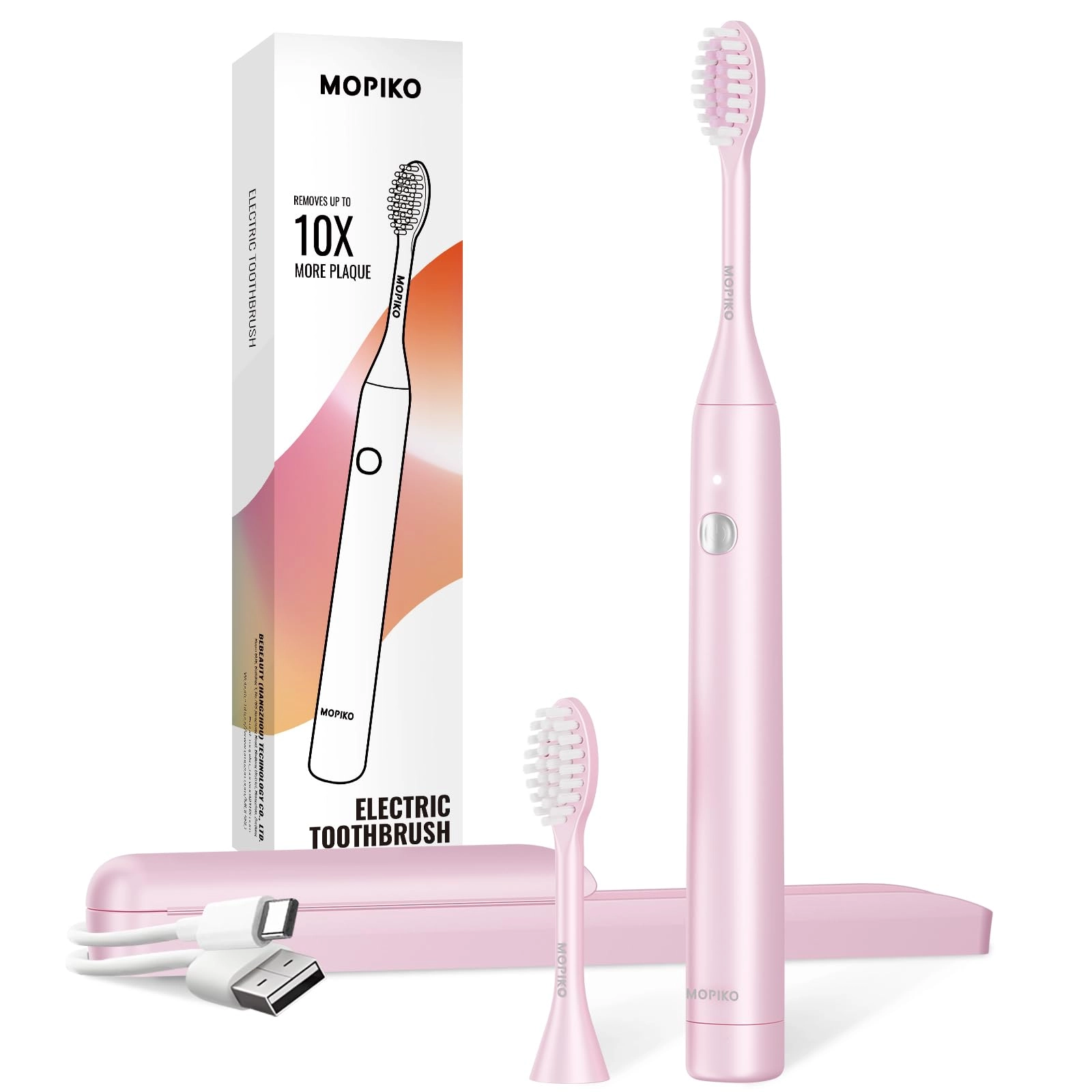 MOPIKO Sonic Electric Toothbrush - Pink USB Travel-friendly