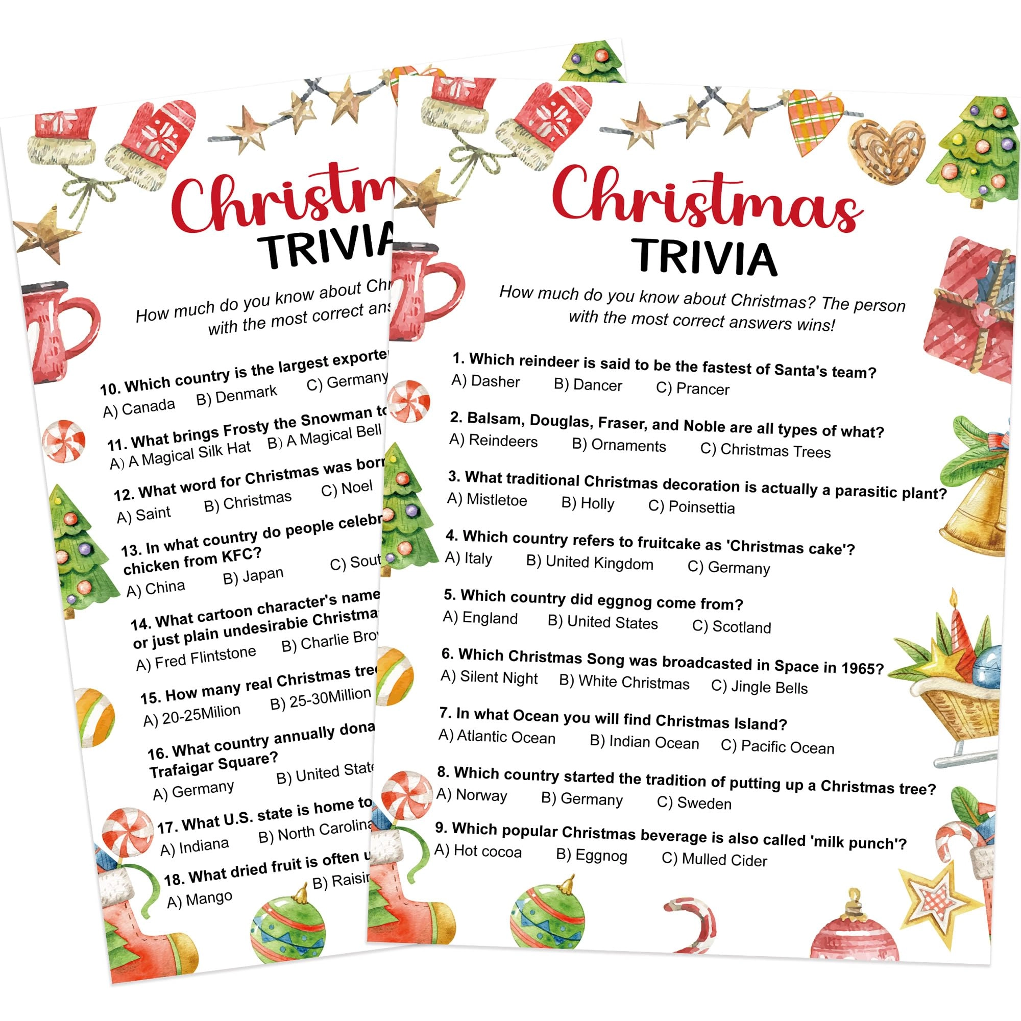 UHADRE Christmas Trivia Game - 15 years and up Adult