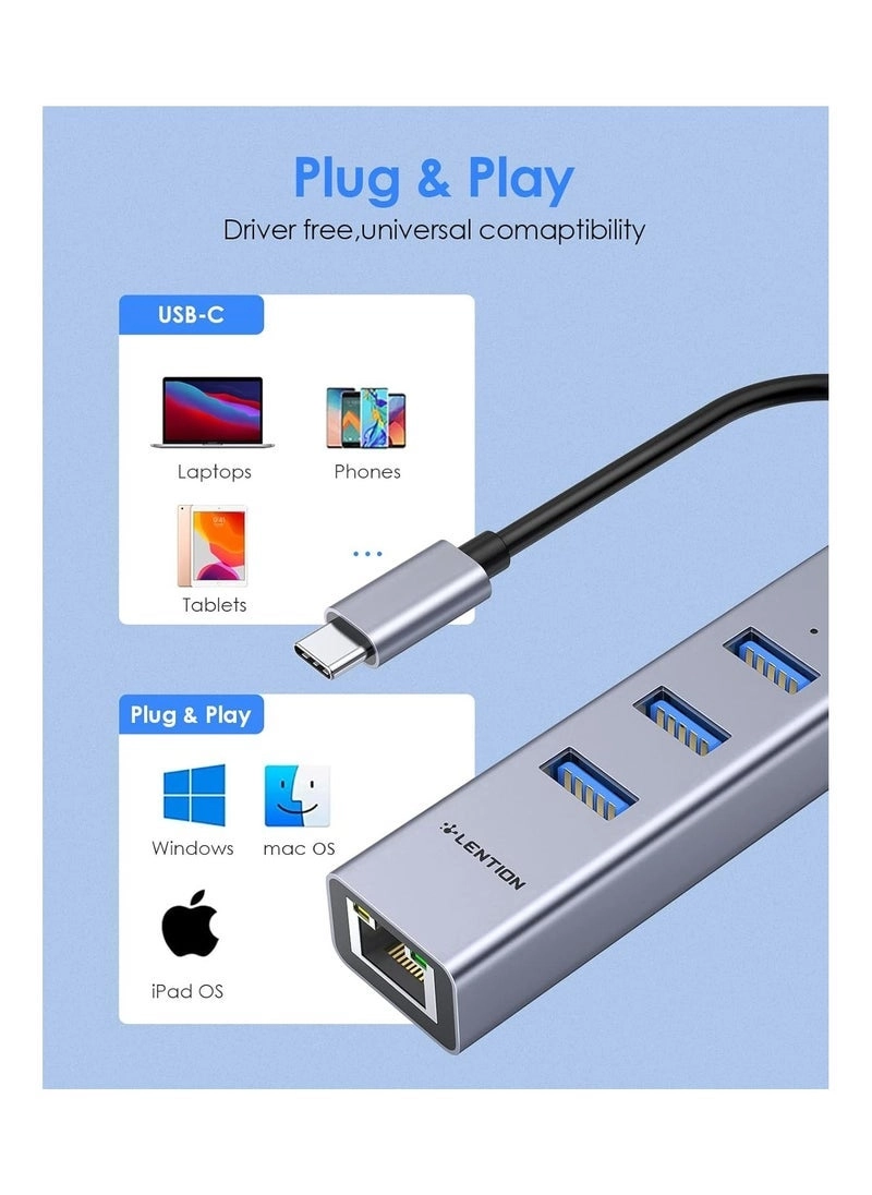USB C Hub - 4K HDMI Gigabit Ethernet 3 USB 3.0