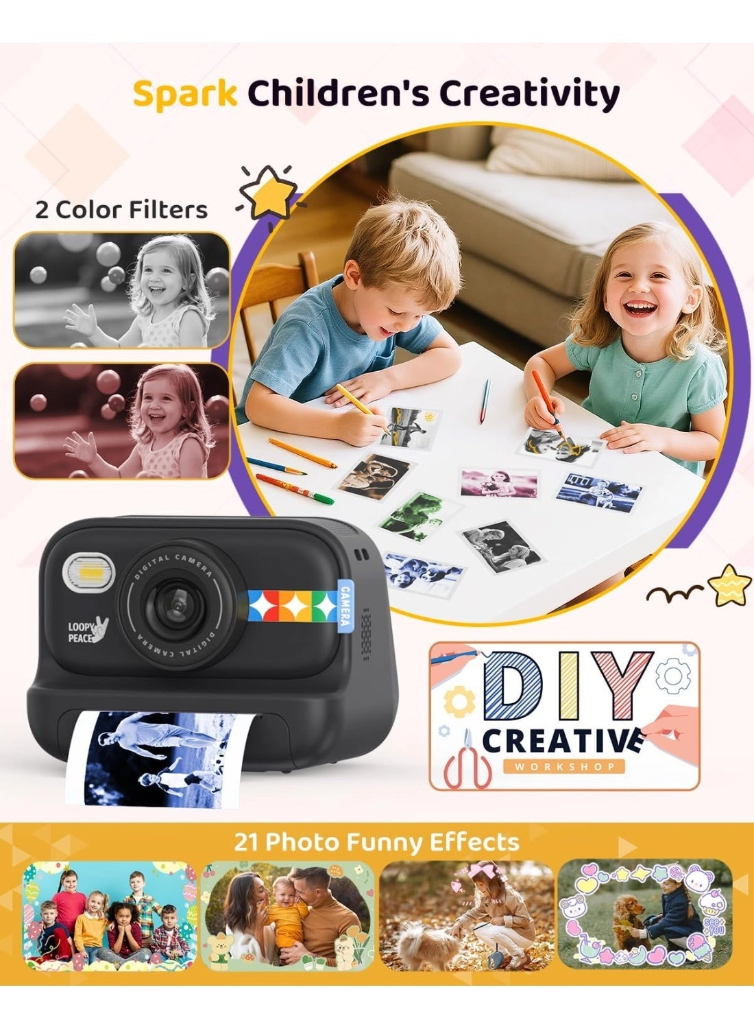 Kids Instant Print Camera - 32GB 12MP