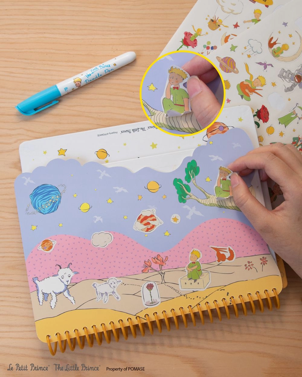 The Little Prince Magic Water Painting Set - 6 reusable water painting cards 1 refillable water pen