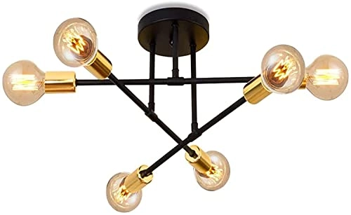 Retro Metal Chandelier Sputnik - E27 6 Lights Gold