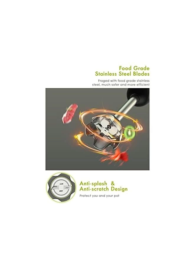 Hand Blender - 6-Speed with Stainless Steel Whisk and Chopper