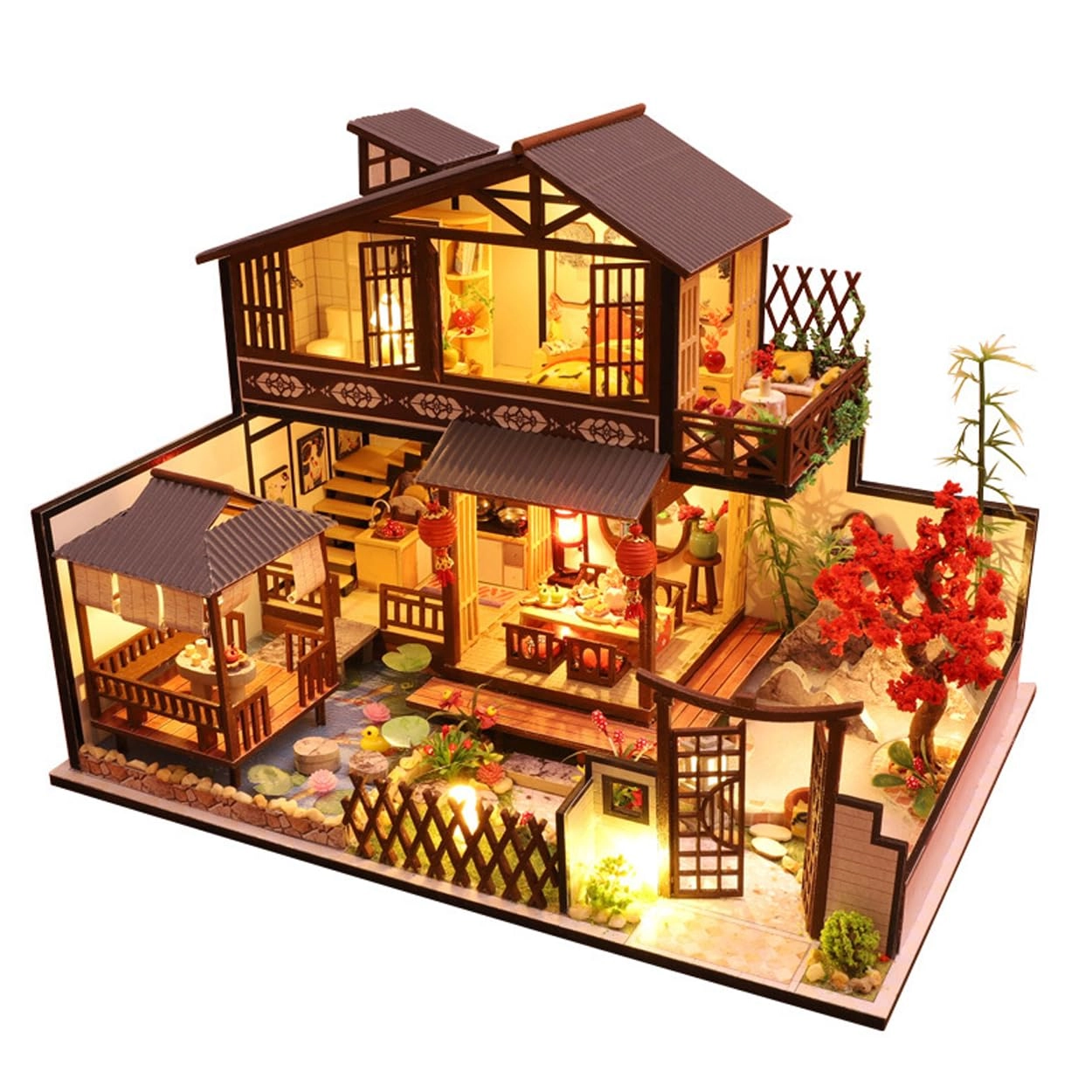 DIY Miniature Dollhouse Kit - Wooden 29 x 20.7 x 22 cm LED