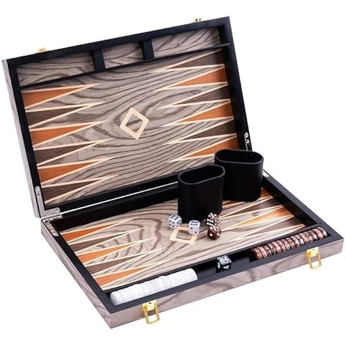 Backgammon Set - Folding Board Leather Case Portable