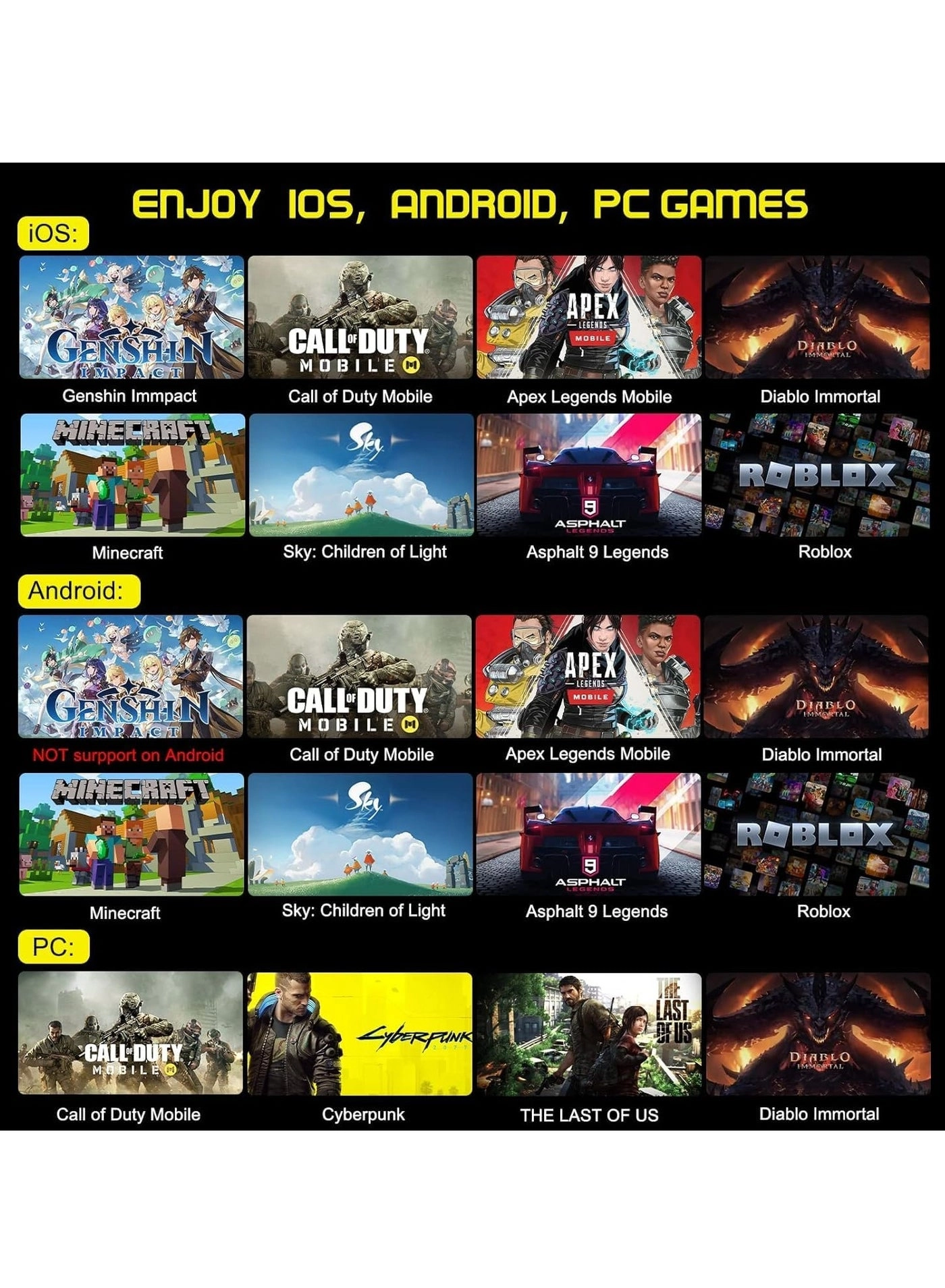 D8 Telescopic Mobile Phone Gamepad - Android iOS PS3 PS4 Switch PC