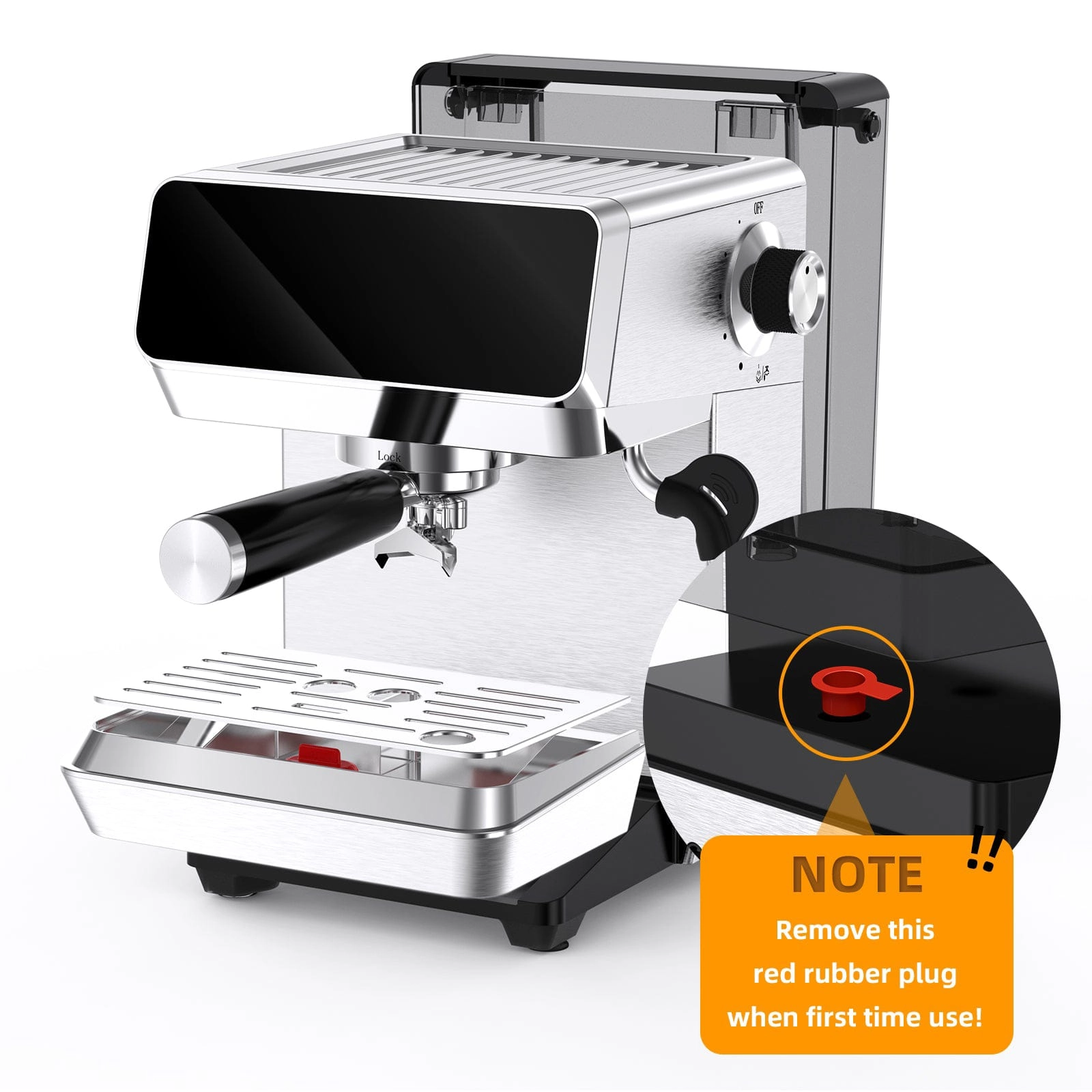 Professional Espresso Coffee Machine - 15-bar pump Digital Touch Display Stainless Steel