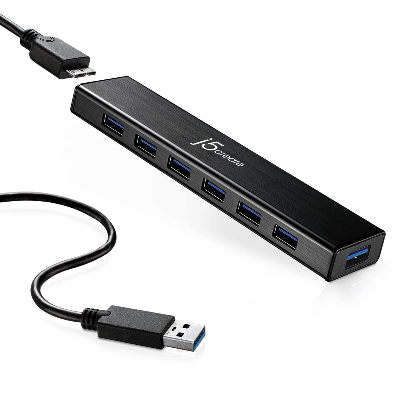 7-Port USB 3.0 Data Hub - 3.3 ft Extended Cable 20W Power Adapter Included