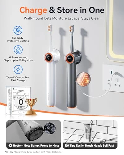 AirJet Bubble Sonic Electric Toothbrush - 1600mAh 2 Soft Brush Heads