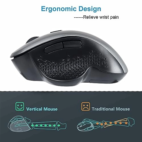 Ergonomic Wireless Vertical Mouse - Bluetooth & USB Receiver