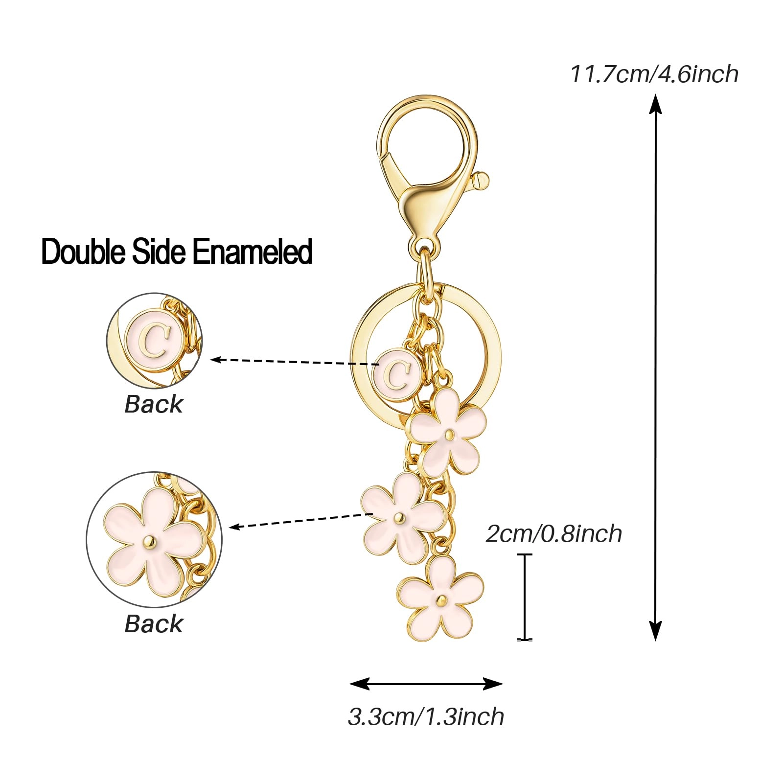 Initial Keychain - Floral