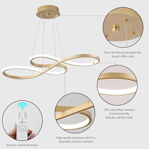 LED Chandelier - 30'' x 12.6'' Gold Dimmable