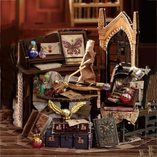 3D Wooden Puzzle Bookshelf Insert - Library of Books 1:24