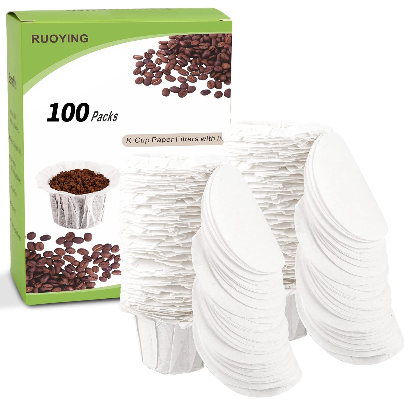 Hikey Inc. K Cup Coffee Paper Filters - With Lid 100